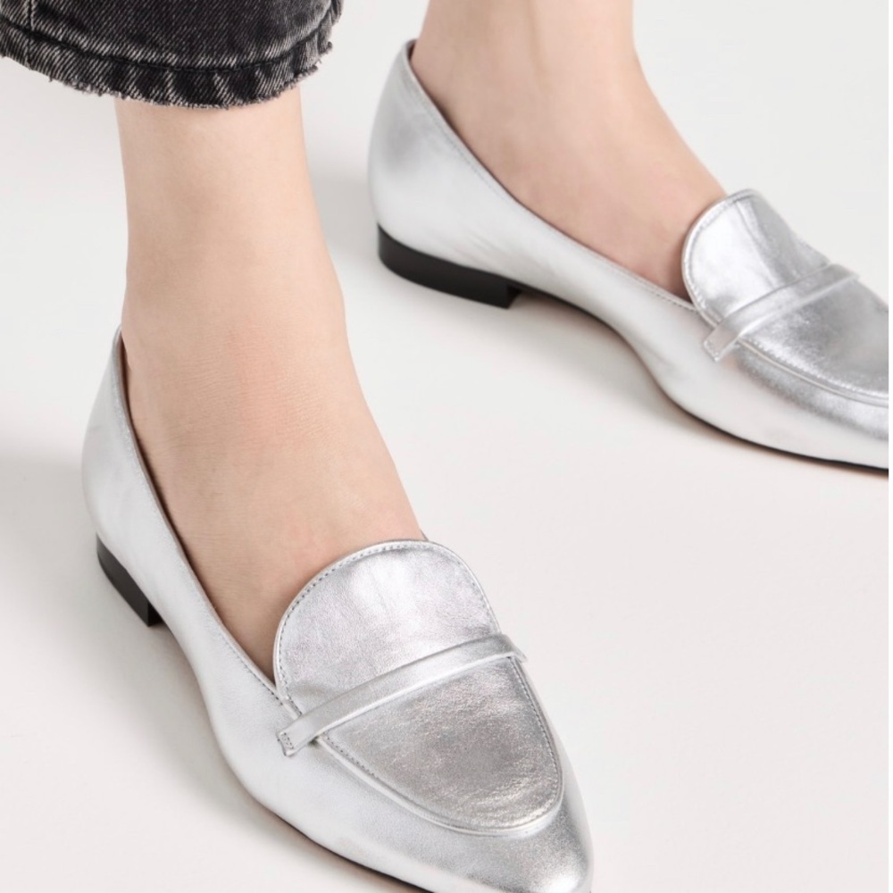 Malone Souliers Bruni Flats Color Silver Size 35- 4.5Hand Made In Italy